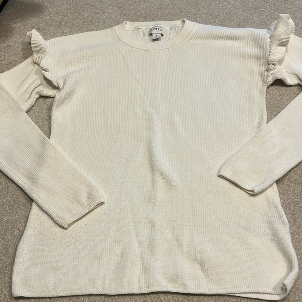 Jcrew white ruffle sweater